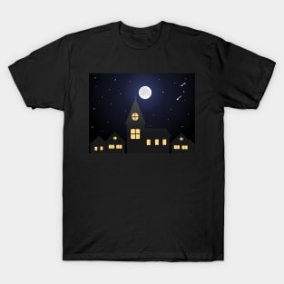 Full moon night over the town T-Shirt